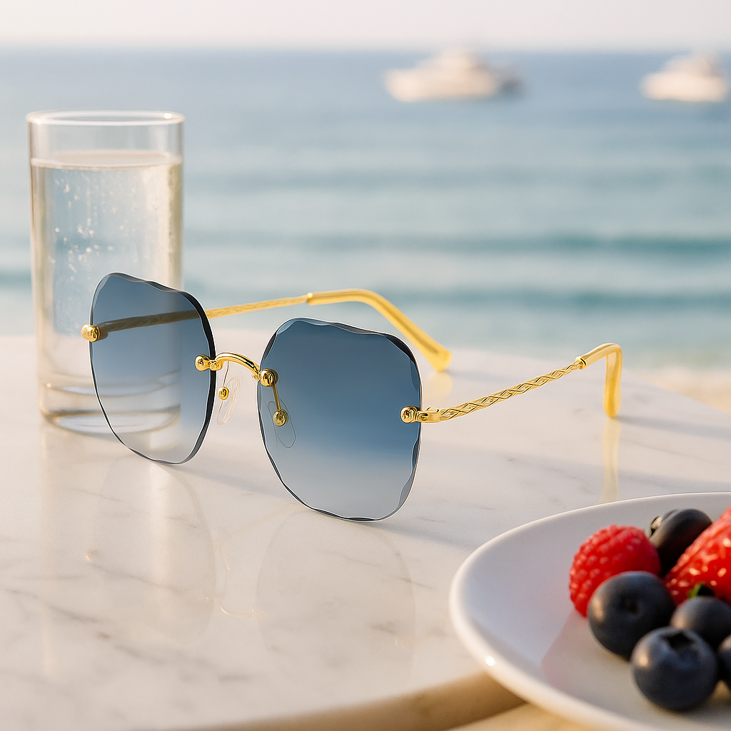 Luna Fleur Gradient Rimless Sunglasses