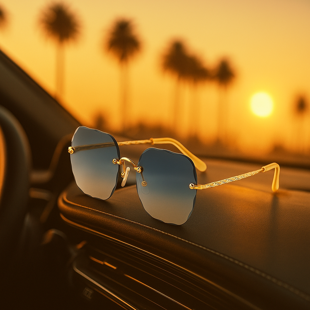 Luna Fleur Gradient Rimless Sunglasses