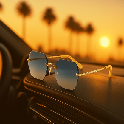 Luna Fleur Gradient Rimless Sunglasses