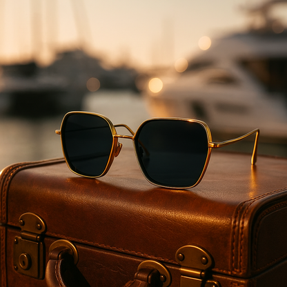 Golden Glamour Sunglasses – Pink Glitter Sides
