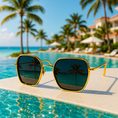 Golden Glamour Sunglasses – Pink Glitter Sides
