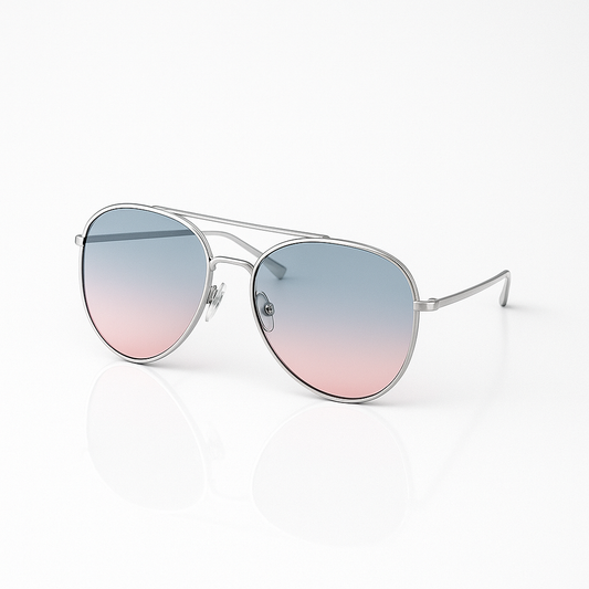 Aviator Gradient Sunglasses - Silver Frame