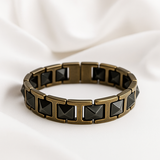 Pyramid Luxe Bracelet - Black &amp; Gold