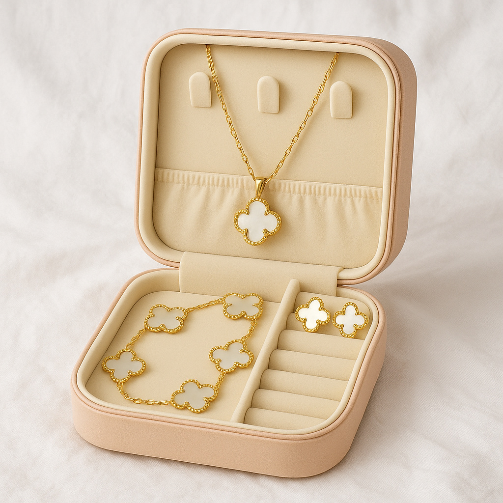 Luxe Fleur Gold Mother-of-Pearl Jewelry Set