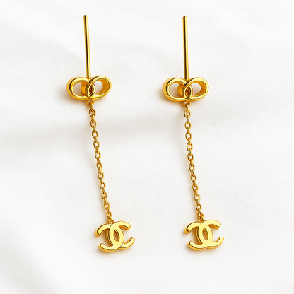 Golden Icon Drop Chain Earrings