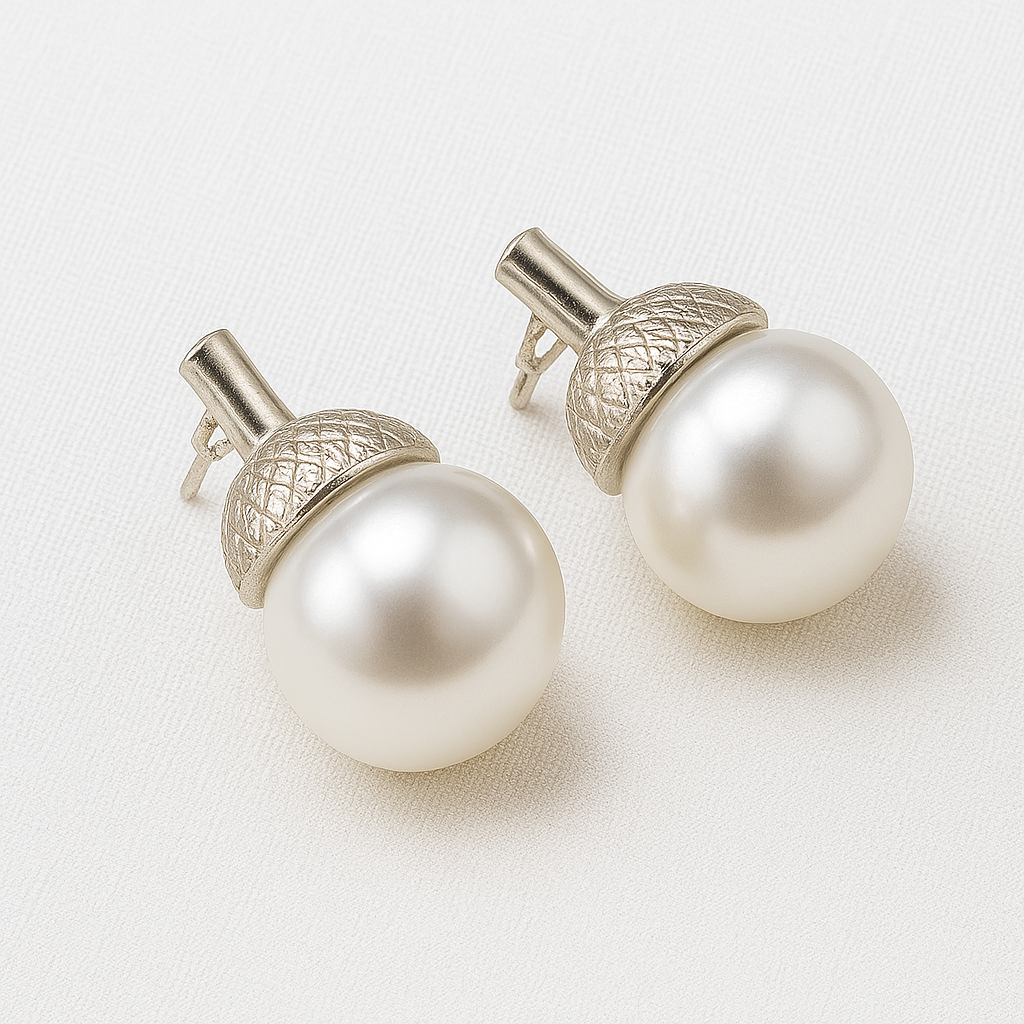 Elegant Acorn Pearl Earrings