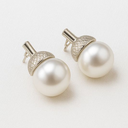 Elegant Acorn Pearl Earrings