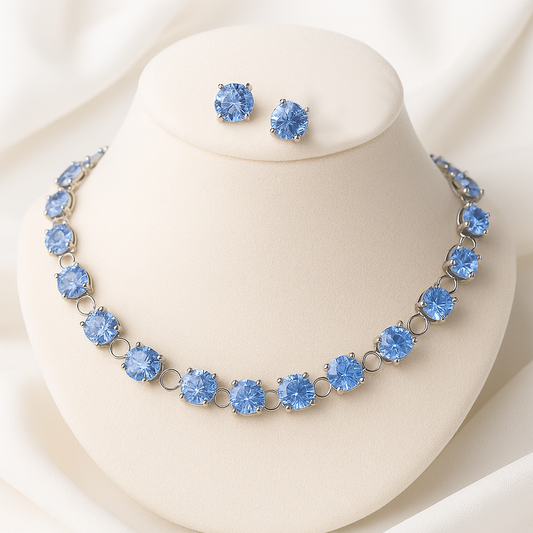 Azure Dream Necklace and Earring Set - Sparkling Blue Crystal Jewelry