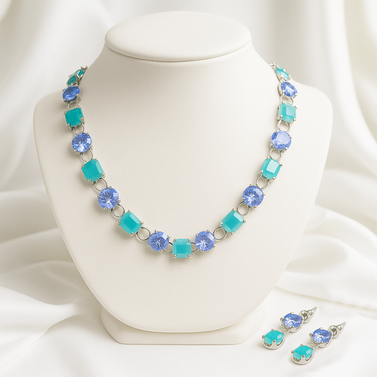 Turquoise Dream Necklace and Earring Set - Blue and Green Gemstones