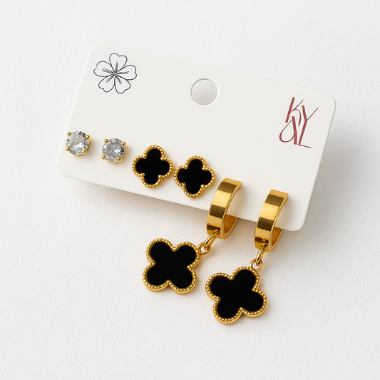 Midnight Clover Elegance Earing Set