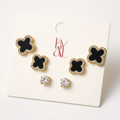 Midnight Bloom Stud Earring Set
