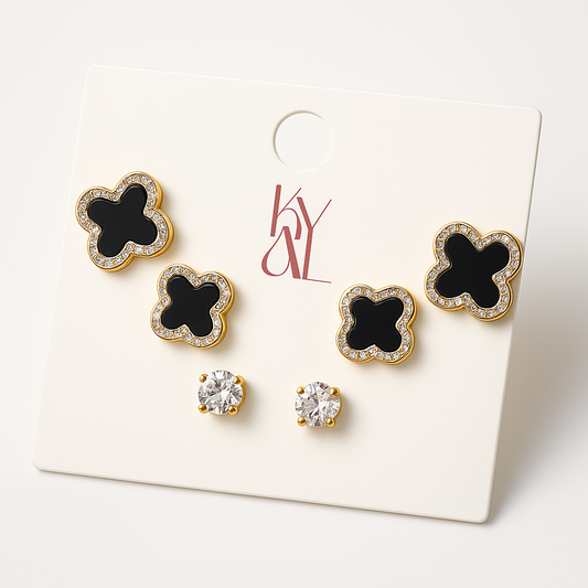 Midnight Bloom Stud Earring Set
