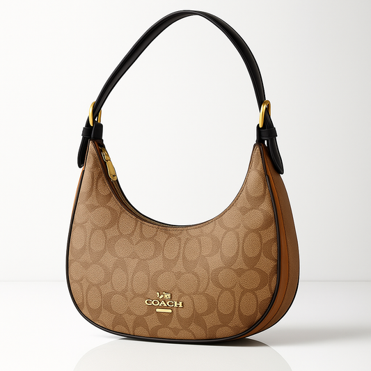 Coach Signature Curve Shoulder Bag - beige