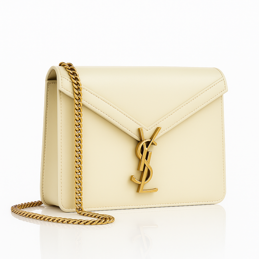 YSL Elegance Emblem Chain Bag - White