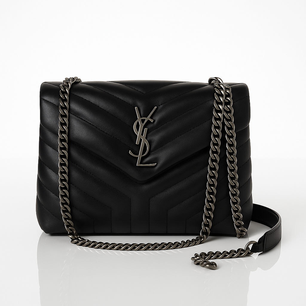 YSL Black Quilted Leather Chain Bag