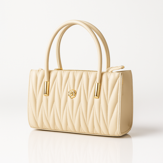 LuxePetal Quilted Mini Tote - White