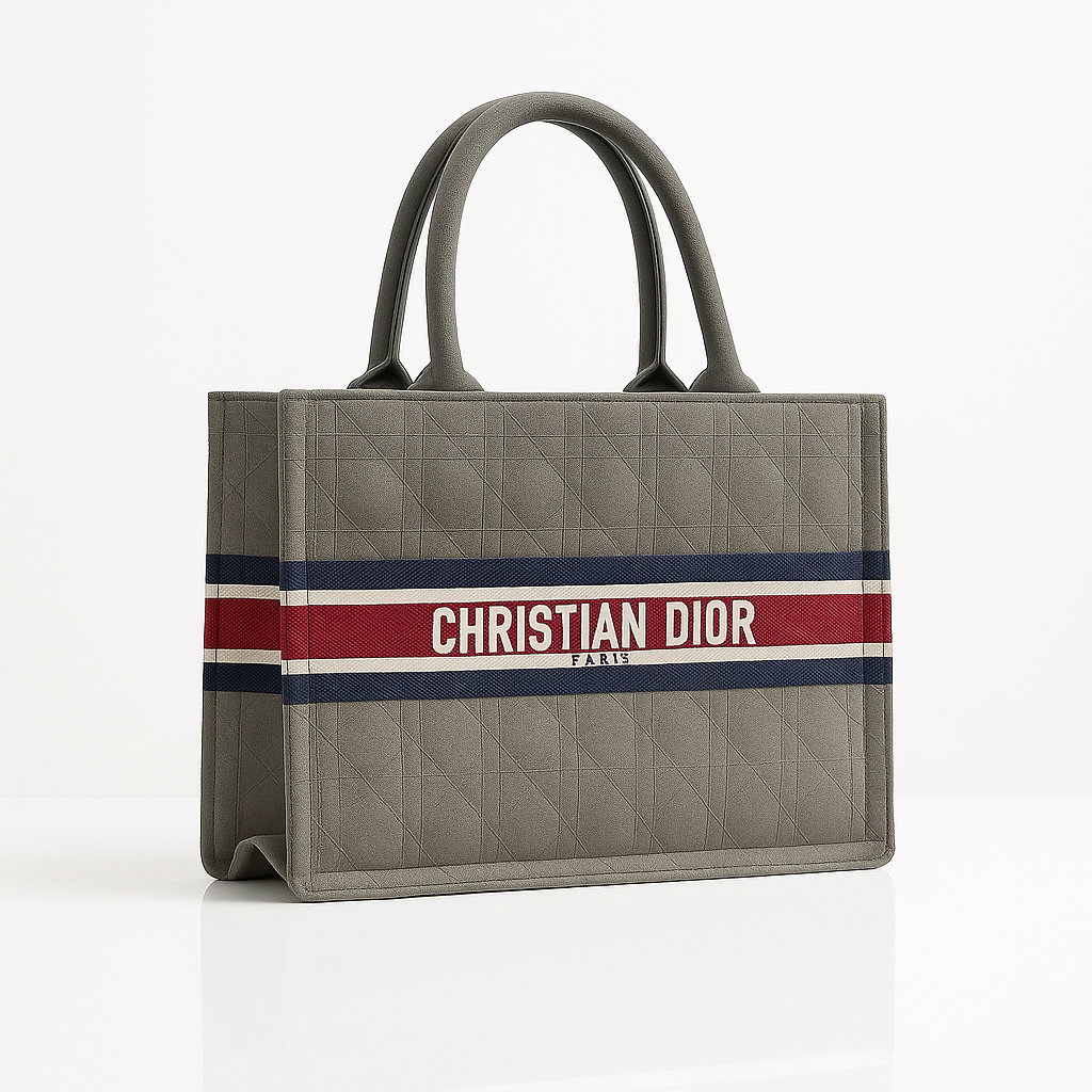 Christian Dior Velva Charm Quilted Tote - Grey