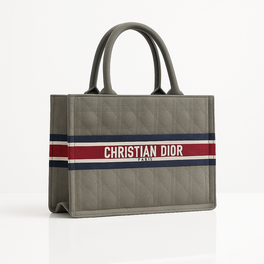 Christian Dior Velva Charm Quilted Tote - Grey