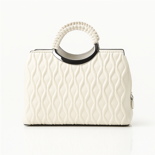 Velvet Wave Tote - White