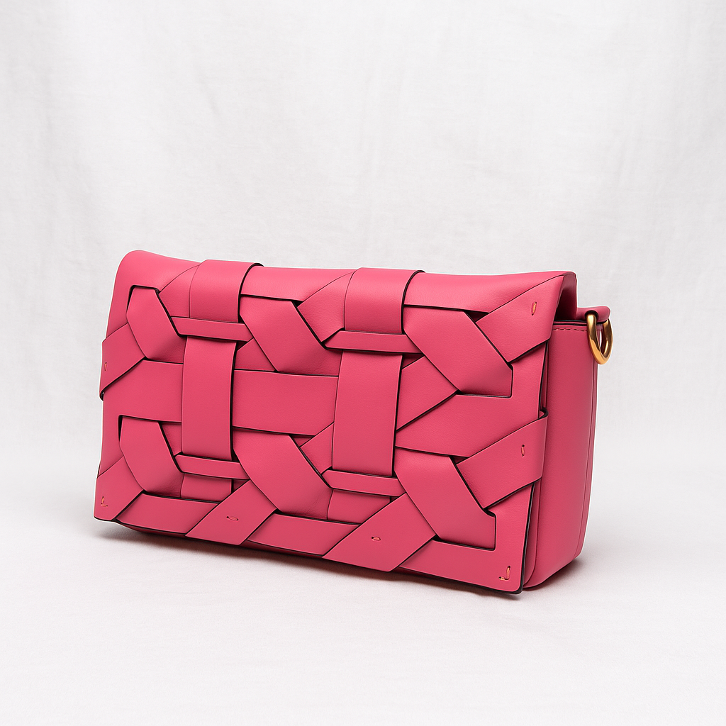 Woven Allure Clutch - Fushia