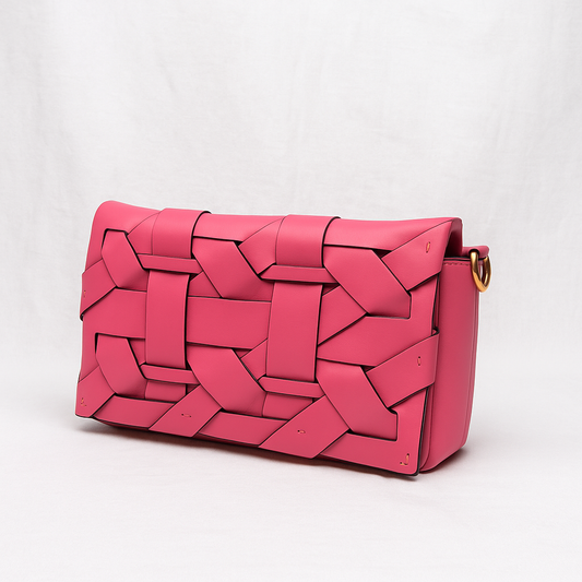Woven Allure Clutch - Fushia