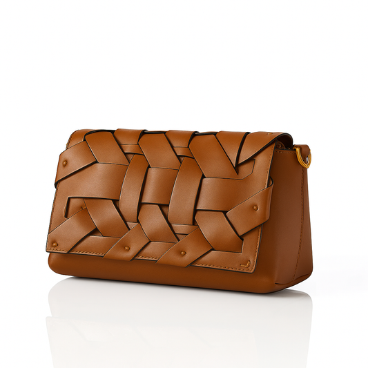 Woven Allure Clutch - Brown
