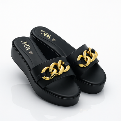 Zara Elegant Chain Leather Sandals