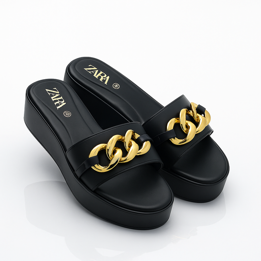 Zara Elegant Chain Leather Sandals