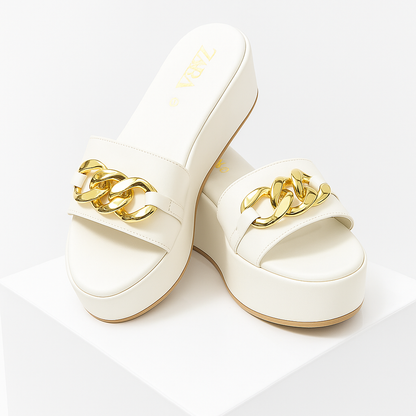 Zara Elegant Chain Leather Sandals