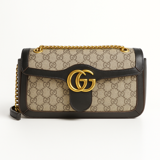 Gucci Inspired Luxe Emblem Satchel - Black