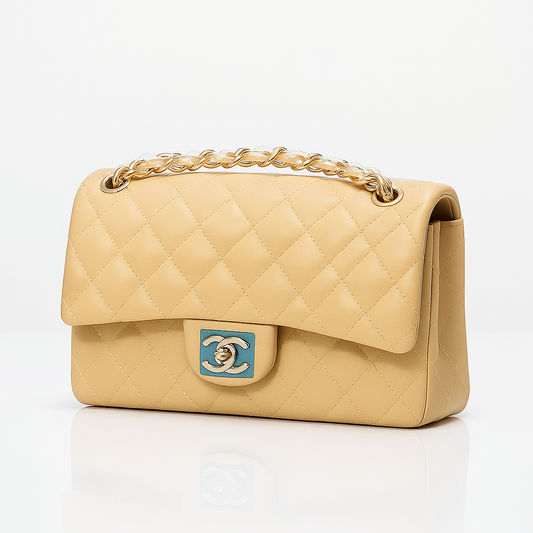 Luxe Quilted Chanel Handbag - Beige