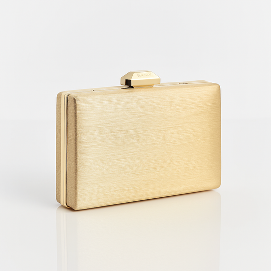 Champagne Charm Metal Handle Clutch