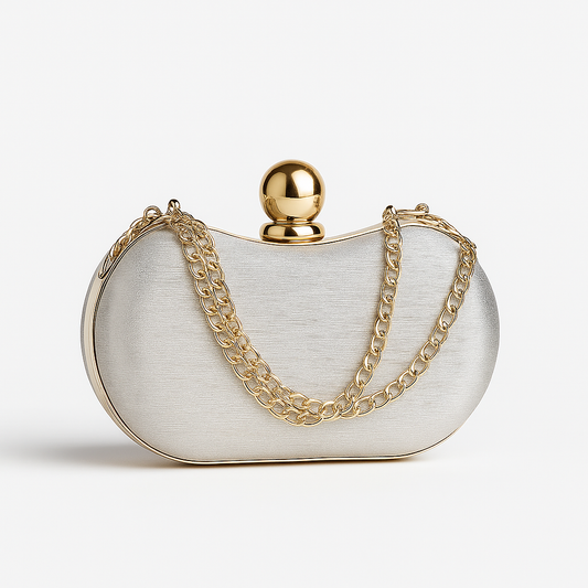 Silver Luxe Moon Clutch