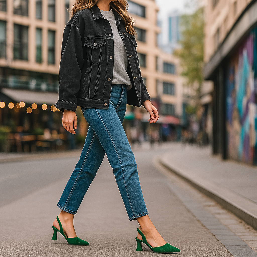 Zara Emerald Glam Slingback Heels
