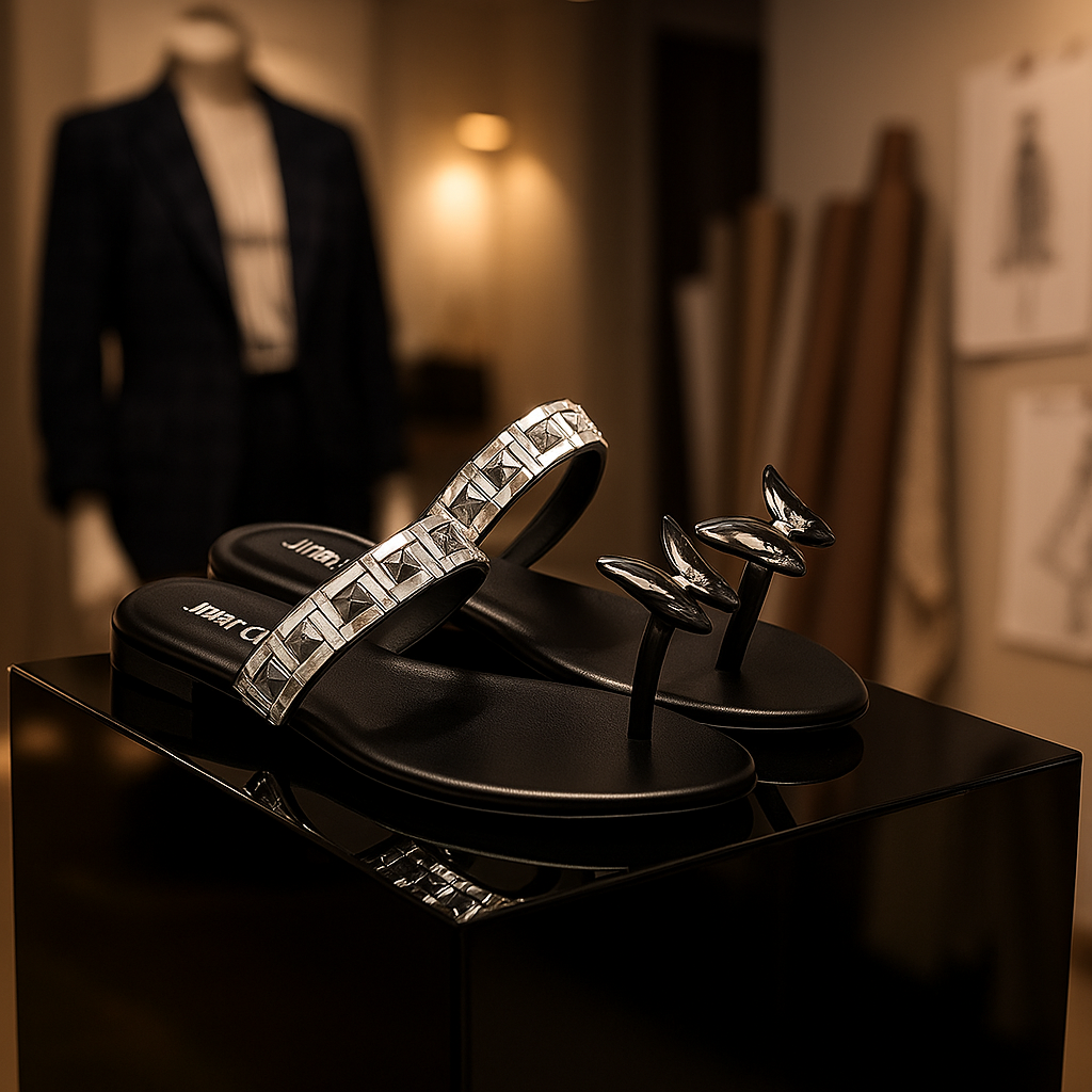 Elegance Steps Black Crystal Sandals
