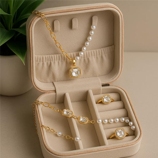 Gold & White Fancy Jewelry Set