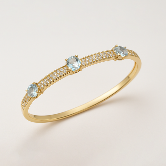 Fancy Gold Bracelets with White Stones