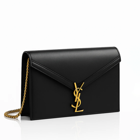 YSL Elegance Emblem Chain Bag - Black