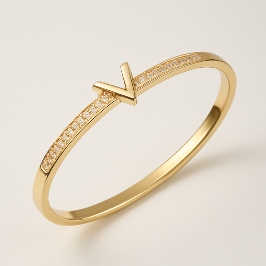 V-Initial Gold Bracelet