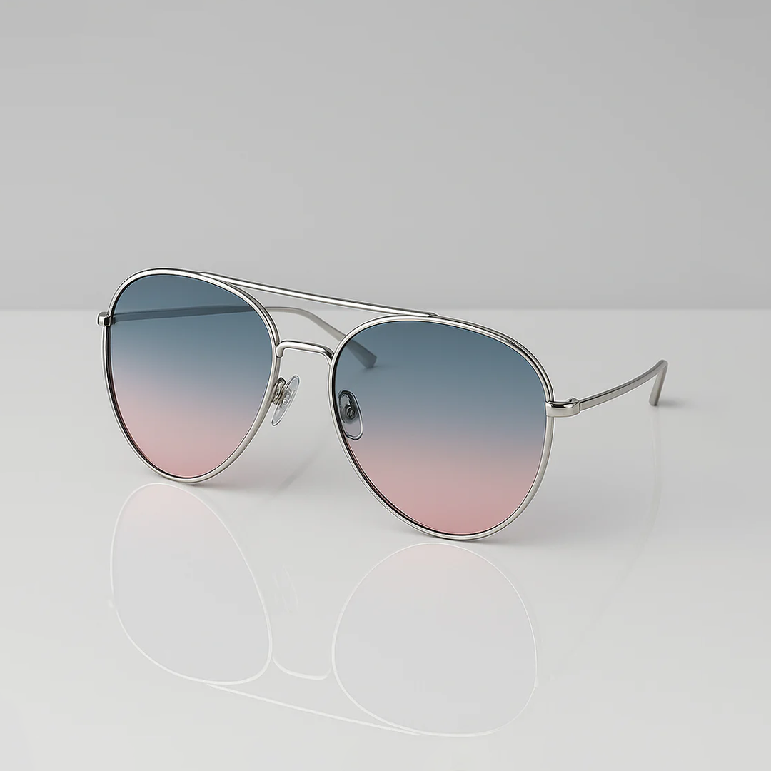 Aviator Gradient Sunglasses - Silver Frame