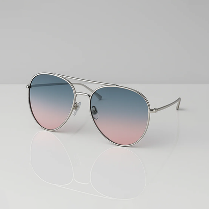 Aviator Gradient Sunglasses - Silver Frame