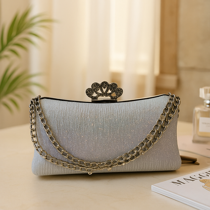 Frosted Elegance Crown Clutch