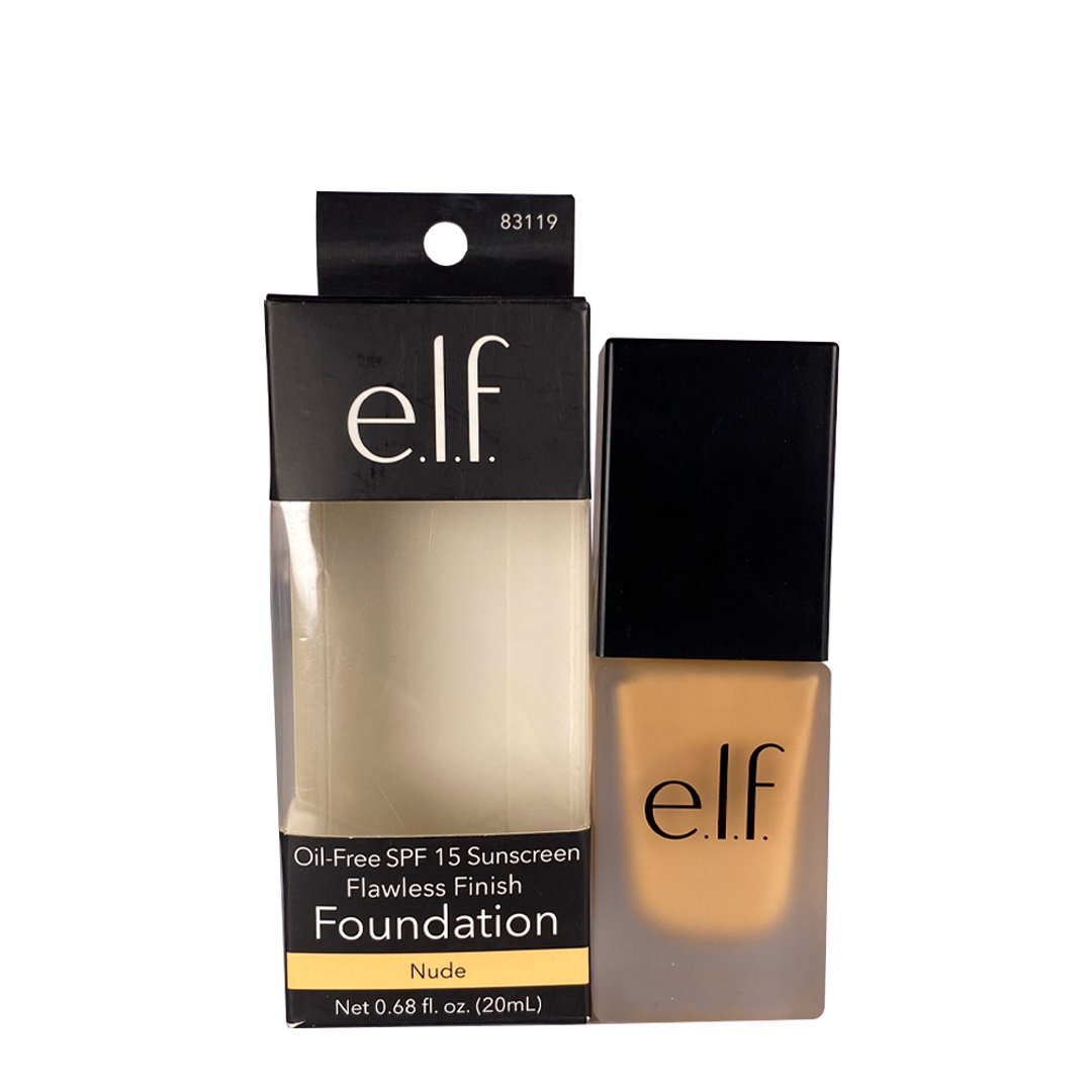E.L.F Oil-Free Spf-15 Sunscreen Flawless Finish Foundation Finish Nude