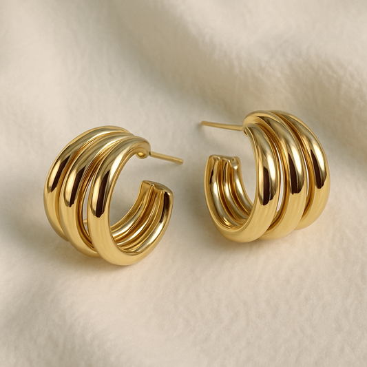 Three Moon Ear Studs