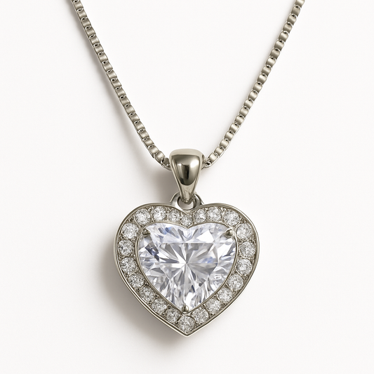 Heart-Shaped Pendant with Lilac Crystal