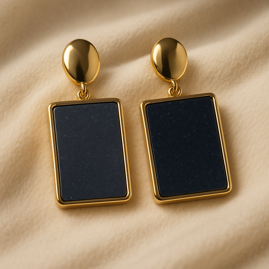 Black Rectangle Earrings