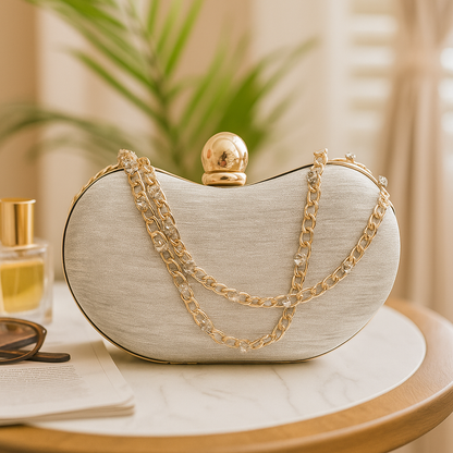 Silver Luxe Moon Clutch
