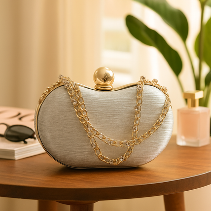 Silver Luxe Moon Clutch