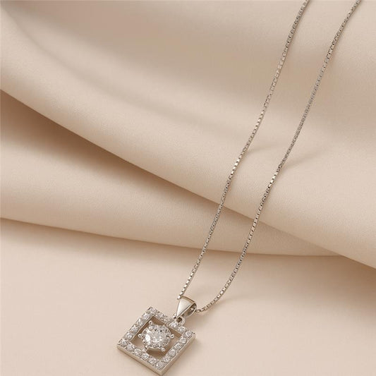 Radiant Elegance Square Pendant Necklace