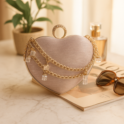 Amoura Crystal Heart Clutch